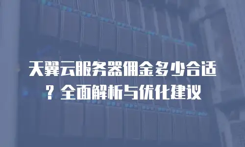 天翼云服务器佣金多少合适？全面解析与优化建议
