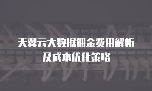 天翼云大数据佣金费用解析及成本优化策略