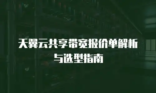 天翼云共享带宽报价单解析与选型指南