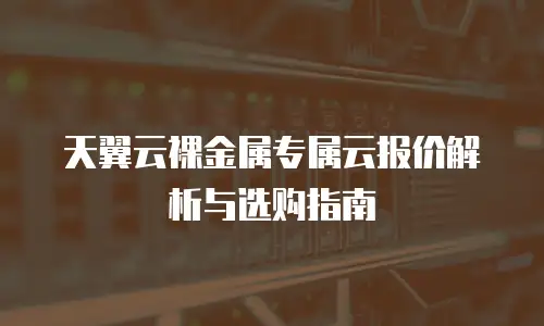 天翼云裸金属专属云报价解析与选购指南