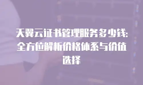 天翼云证书管理服务多少钱：全方位解析价格体系与价值选择