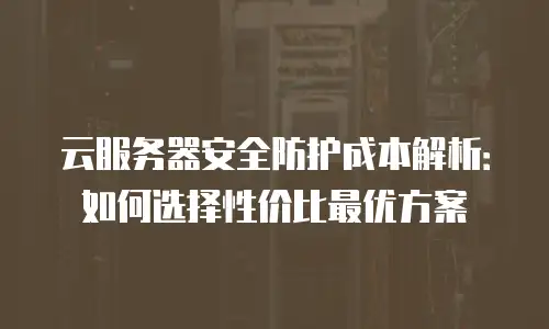 云服务器安全防护成本解析：如何选择性价比最优方案