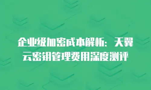 企业级加密成本解析：天翼云密钥管理费用深度测评