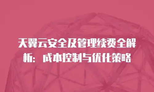 天翼云安全及管理续费全解析：成本控制与优化策略