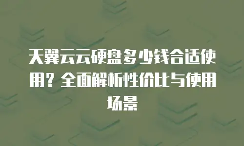 天翼云云硬盘多少钱合适使用？全面解析性价比与使用场景