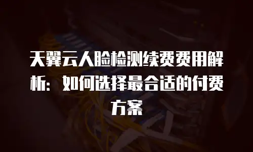 天翼云人脸检测续费费用解析：如何选择最合适的付费方案