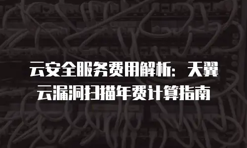 云安全服务费用解析：天翼云漏洞扫描年费计算指南