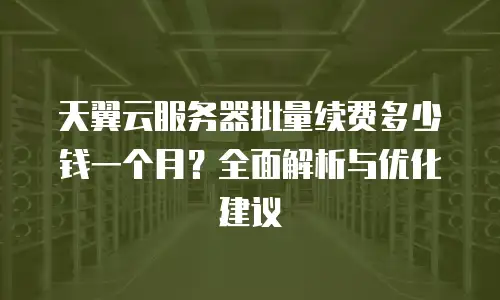 天翼云服务器批量续费多少钱一个月？全面解析与优化建议