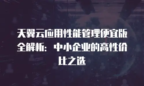 天翼云应用性能管理便宜版全解析：中小企业的高性价比之选