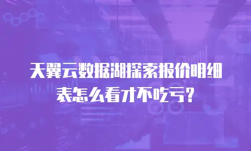 天翼云数据湖探索报价明细表怎么看才不吃亏？
