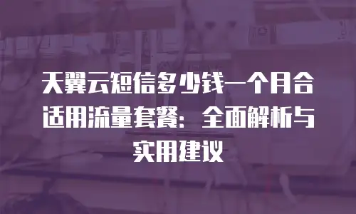 天翼云短信多少钱一个月合适用流量套餐：全面解析与实用建议