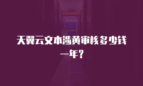天翼云文本涉黄审核多少钱一年？