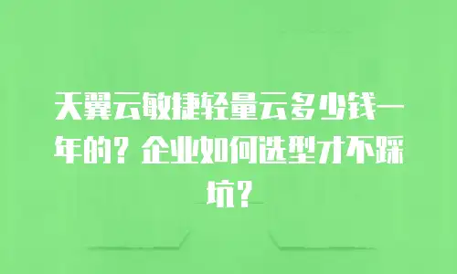 天翼云敏捷轻量云多少钱一年的？企业如何选型才不踩坑？