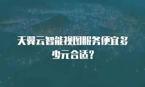 天翼云智能视图服务便宜多少元合适？