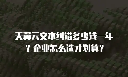 天翼云文本纠错多少钱一年？企业怎么选才划算？