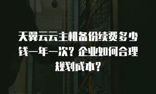 天翼云云主机备份续费多少钱一年一次？企业如何合理规划成本？
