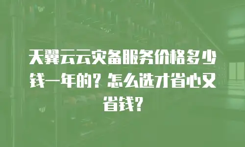 天翼云云灾备服务价格多少钱一年的？怎么选才省心又省钱？