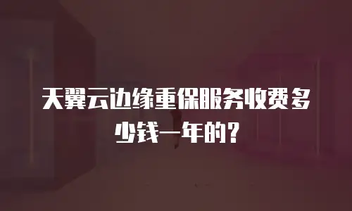 天翼云边缘重保服务收费多少钱一年的？