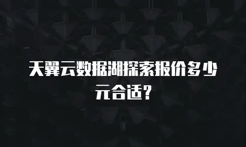 天翼云数据湖探索报价多少元合适？