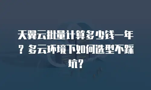 天翼云批量计算多少钱一年？多云环境下如何选型不踩坑？