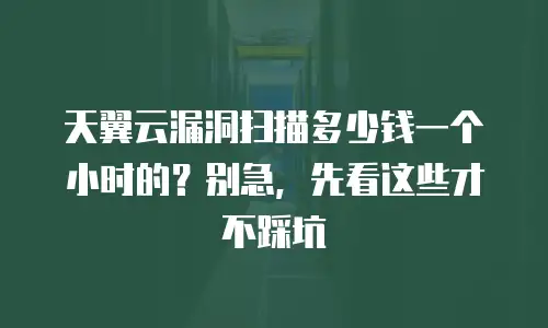 天翼云漏洞扫描多少钱一个小时的？别急，先看这些才不踩坑