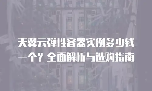 天翼云弹性容器实例多少钱一个？全面解析与选购指南