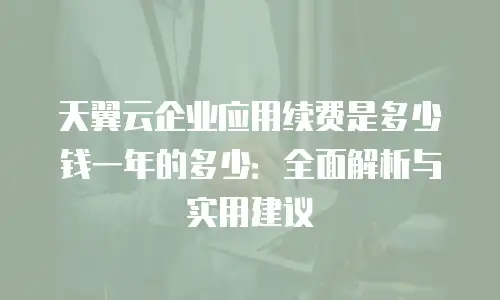 天翼云企业应用续费是多少钱一年的多少：全面解析与实用建议