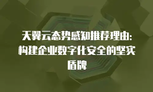 天翼云态势感知推荐理由：构建企业数字化安全的坚实盾牌