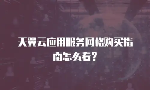 天翼云应用服务网格购买指南怎么看？