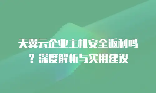 天翼云企业主机安全返利吗？深度解析与实用建议