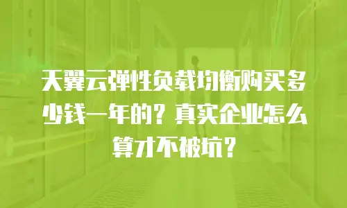 天翼云弹性负载均衡购买多少钱一年的？真实企业怎么算才不被坑？