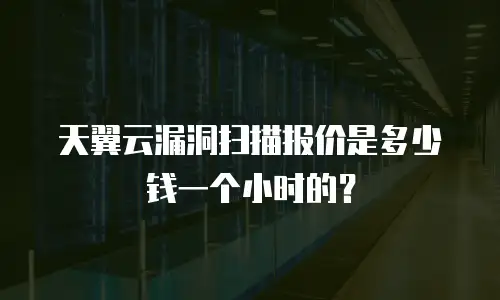 天翼云漏洞扫描报价是多少钱一个小时的？