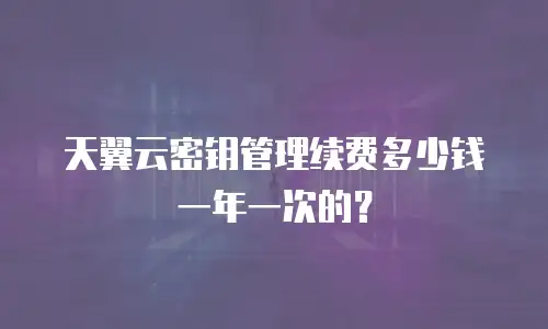 天翼云密钥管理续费多少钱一年一次的？