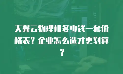 天翼云物理机多少钱一套价格表？企业怎么选才更划算？