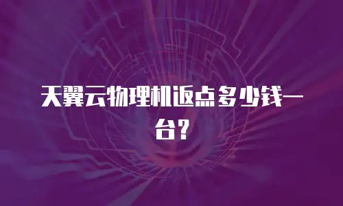 天翼云物理机返点多少钱一台？