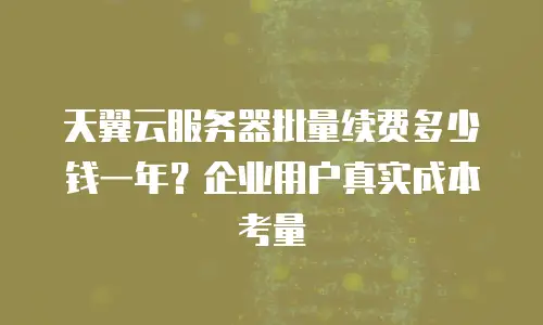 天翼云服务器批量续费多少钱一年？企业用户真实成本考量