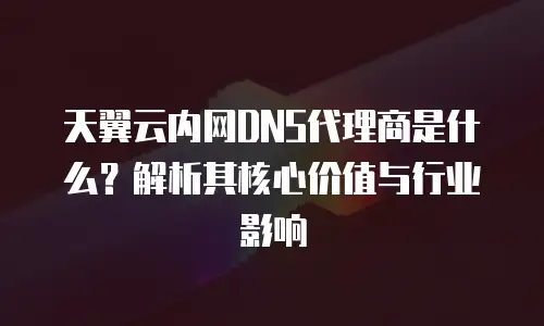 天翼云内网DNS代理商是什么？解析其核心价值与行业影响
