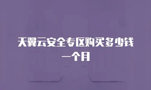 天翼云安全专区购买多少钱一个月