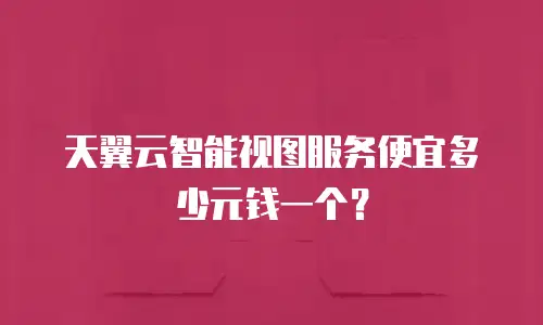天翼云智能视图服务便宜多少元钱一个？