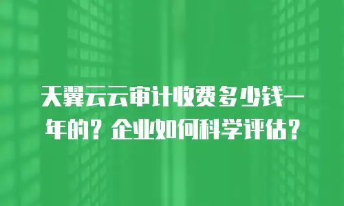 天翼云云审计收费多少钱一年的？企业如何科学评估？