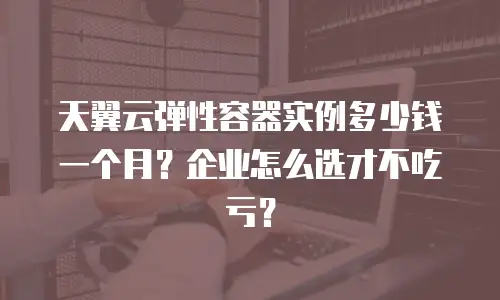 天翼云弹性容器实例多少钱一个月？企业怎么选才不吃亏？
