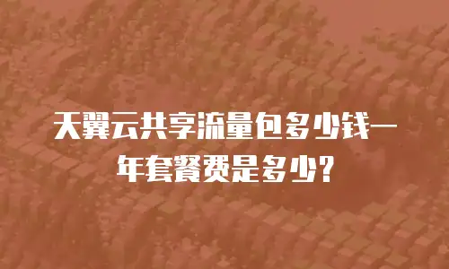 天翼云共享流量包多少钱一年套餐费是多少？