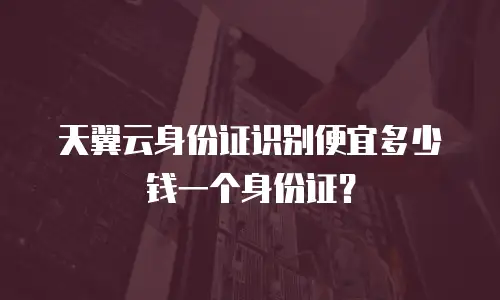 天翼云身份证识别便宜多少钱一个身份证？