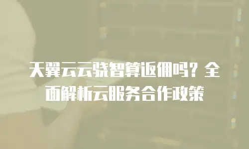 天翼云云骁智算返佣吗？全面解析云服务合作政策