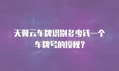 天翼云车牌识别多少钱一个车牌号的授权？