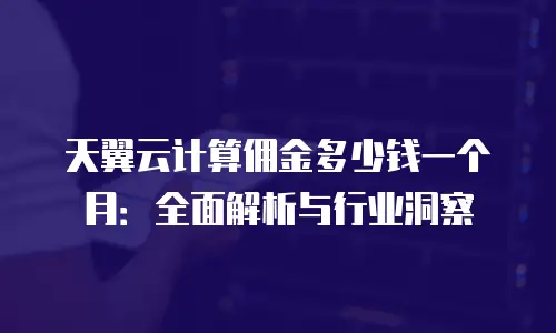 天翼云计算佣金多少钱一个月：全面解析与行业洞察
