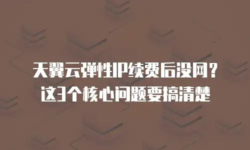 天翼云弹性IP续费后没网？这3个核心问题要搞清楚