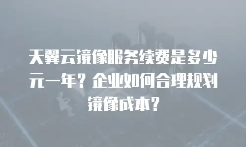 天翼云镜像服务续费是多少元一年？企业如何合理规划镜像成本？