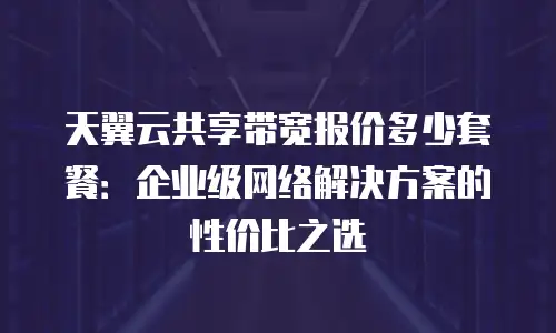 天翼云共享带宽报价多少套餐：企业级网络解决方案的性价比之选