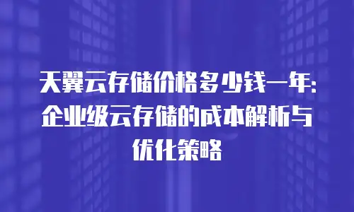 天翼云存储价格多少钱一年：企业级云存储的成本解析与优化策略